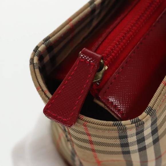 BURBERRY Nova Check Hand Bag Canvas  Leather Beige Red Auth 102476 - Picture 16 of 16